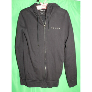 Tesla Branded Black Hooded Zip Front Sweatshirt Size Adult XS